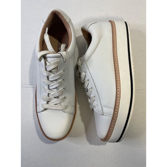 Chelsea & Violet Womens White Leather Platform Sneakers Sz 9 Casual Comfort Lace - Picture 13 of 14